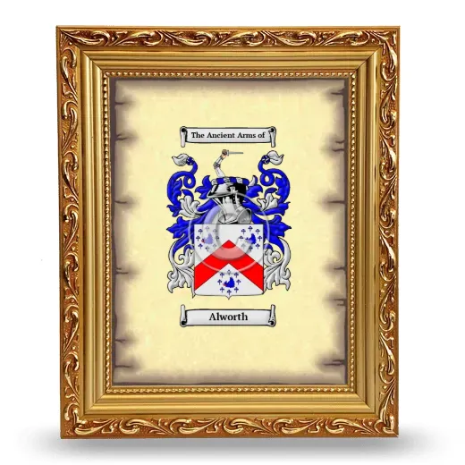 Alworth Coat of Arms Framed - Gold