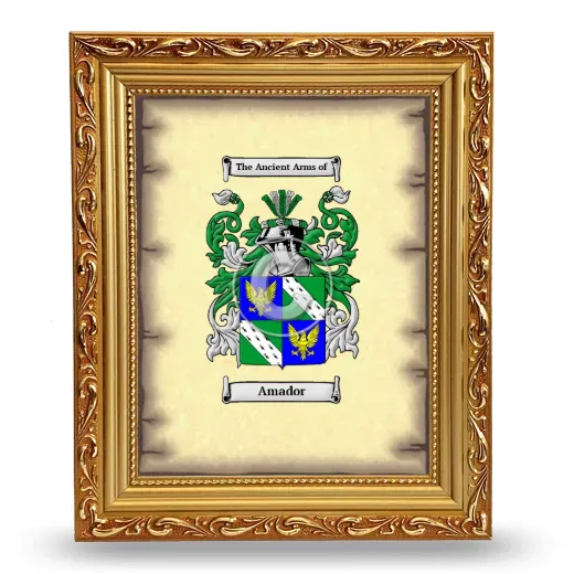 Amador Coat of Arms Framed - Gold