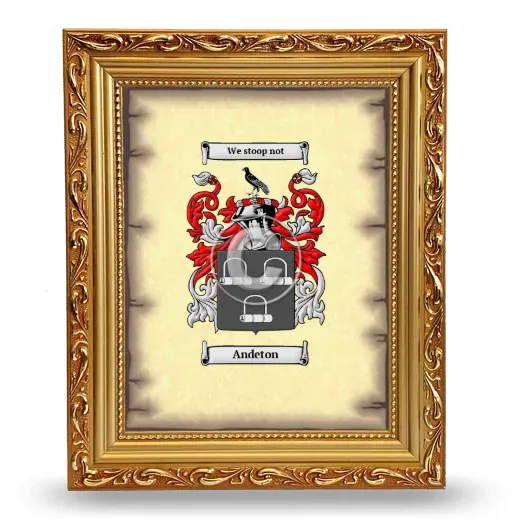 Andeton Coat of Arms Framed - Gold