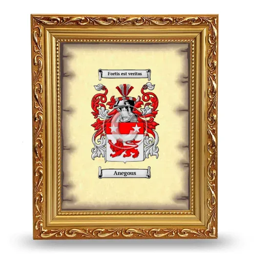 Anegous Coat of Arms Framed - Gold