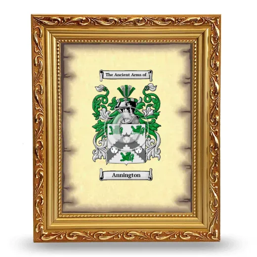 Annington Coat of Arms Framed - Gold