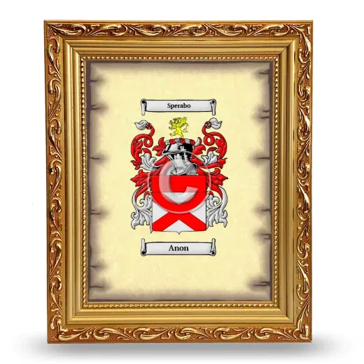 Anon Coat of Arms Framed - Gold