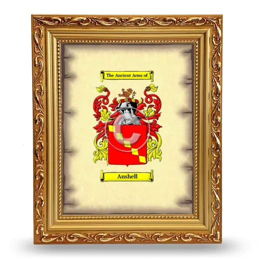 Anshell Coat of Arms Framed - Gold