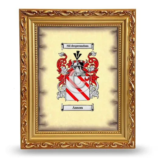 Anson Coat of Arms Framed - Gold