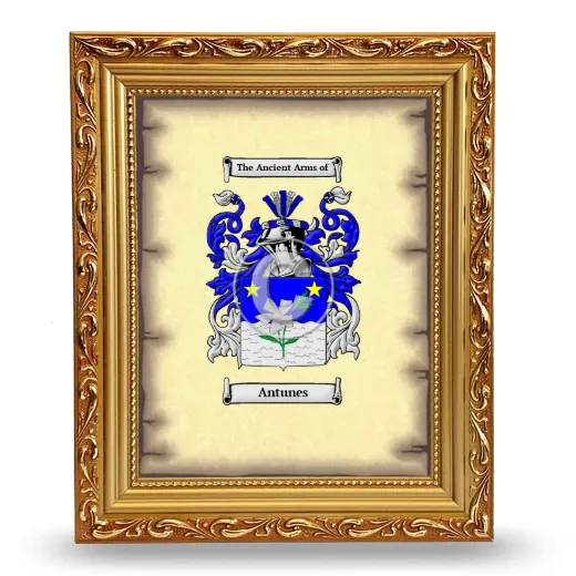 Antunes Coat of Arms Framed - Gold