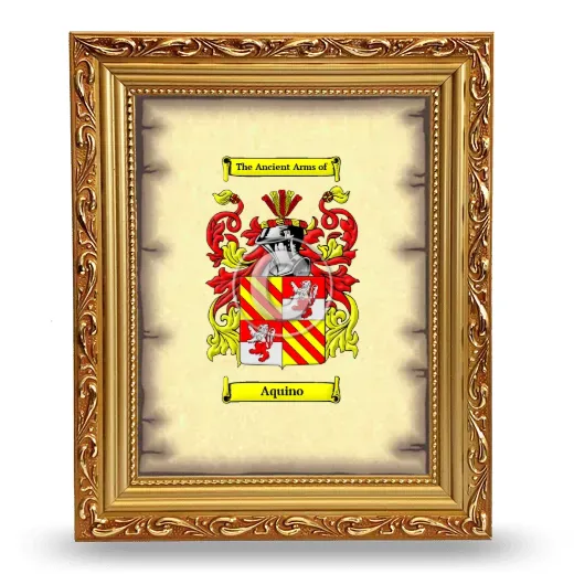 Aquino Coat of Arms Framed - Gold