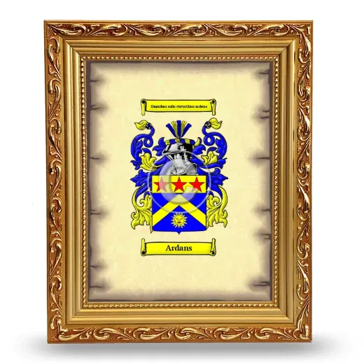 Ardans Coat of Arms Framed - Gold