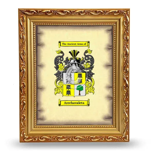 Arechavaleta Coat of Arms Framed - Gold