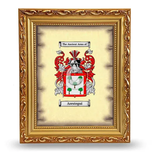 Arestegui Coat of Arms Framed - Gold