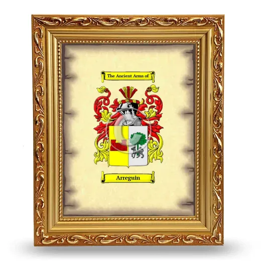 Arreguin Coat of Arms Framed - Gold