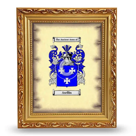 Asellin Coat of Arms Framed - Gold