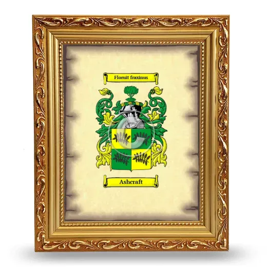 Ashcraft Coat of Arms Framed - Gold