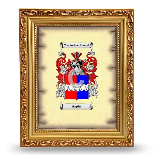 Aspin Coat of Arms Framed - Gold