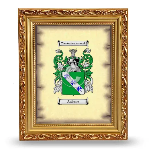 Aubane Coat of Arms Framed - Gold