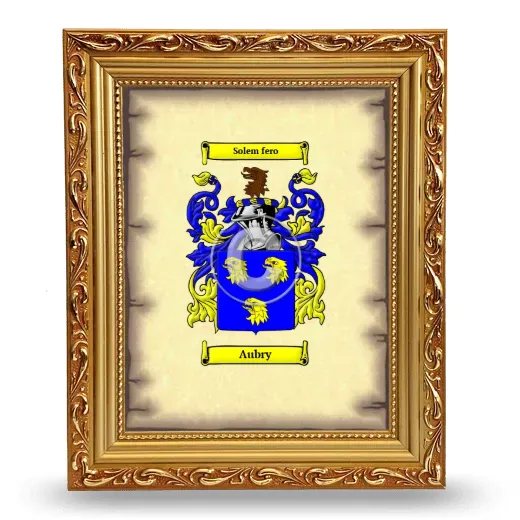 Aubry Coat of Arms Framed - Gold