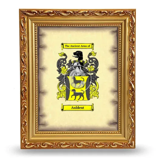 Auldent Coat of Arms Framed - Gold