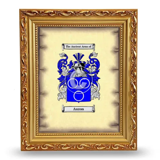 Auzon Coat of Arms Framed - Gold