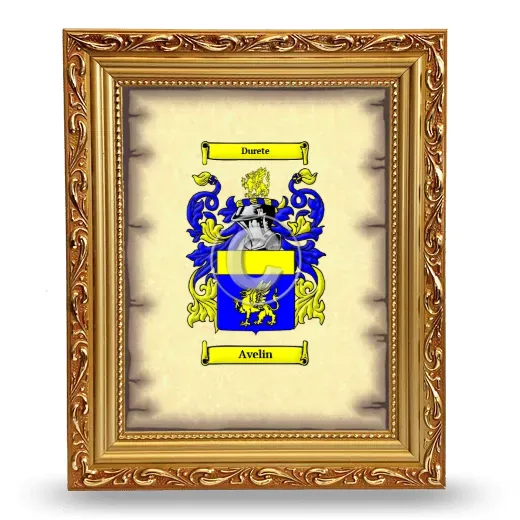 Avelin Coat of Arms Framed - Gold