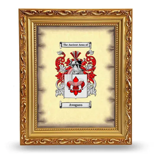 Avogaro Coat of Arms Framed - Gold