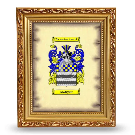 Awdryint Coat of Arms Framed - Gold
