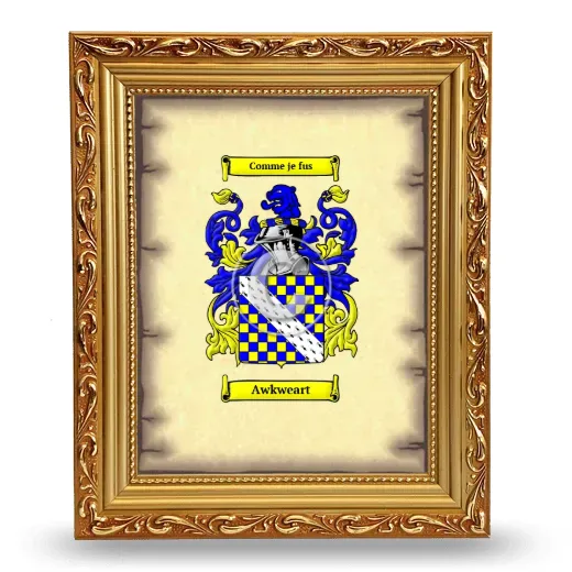 Awkweart Coat of Arms Framed - Gold
