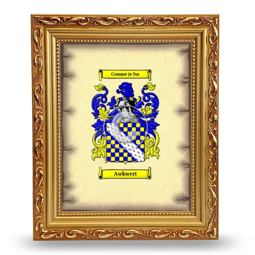 Awkwert Coat of Arms Framed - Gold