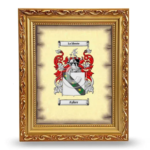 Ayker Coat of Arms Framed - Gold