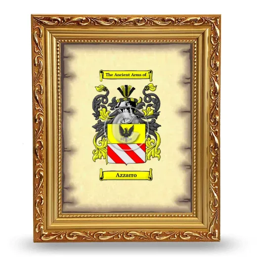Azzarro Coat of Arms Framed - Gold