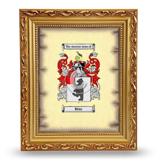 Béar Coat of Arms Framed - Gold