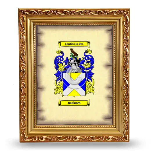 Backues Coat of Arms Framed - Gold