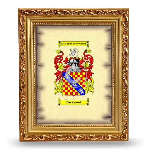 Backword Coat of Arms Framed - Gold