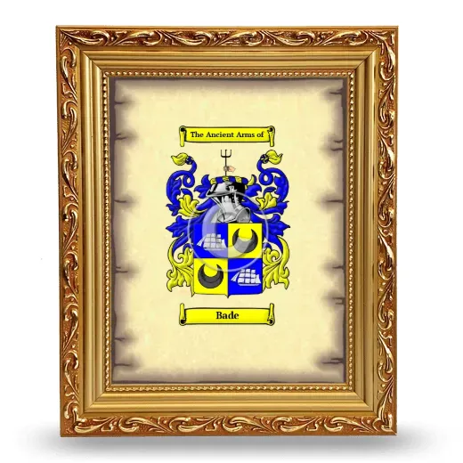 Bade Coat of Arms Framed - Gold