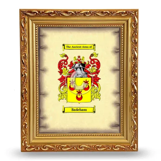 Badeham Coat of Arms Framed - Gold