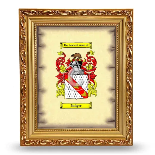 Badger Coat of Arms Framed - Gold