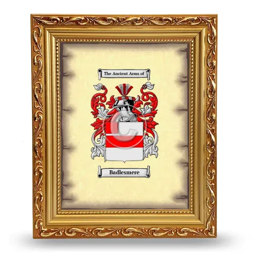 Badlesmere Coat of Arms Framed - Gold