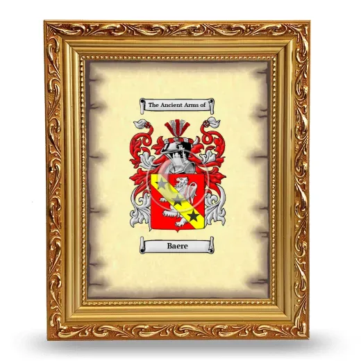 Baere Coat of Arms Framed - Gold