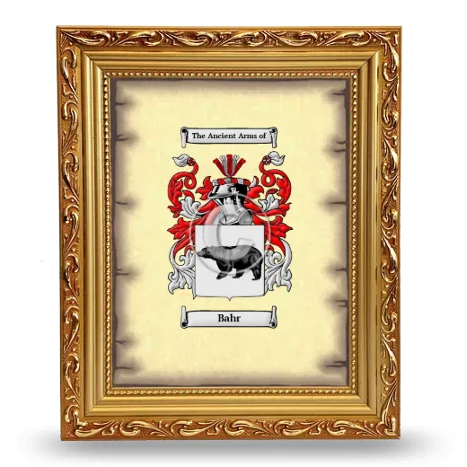 Bahr Coat of Arms Framed - Gold