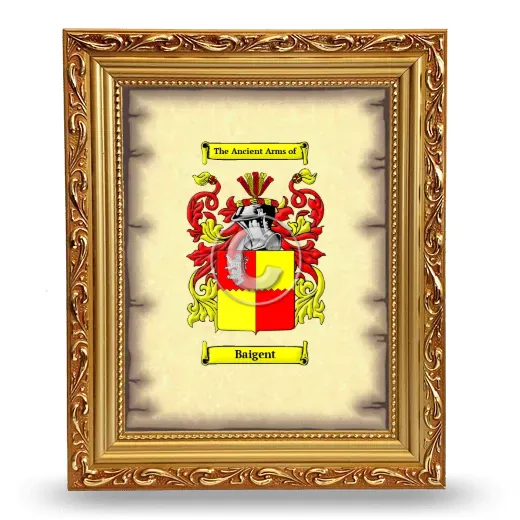 Baigent Coat of Arms Framed - Gold