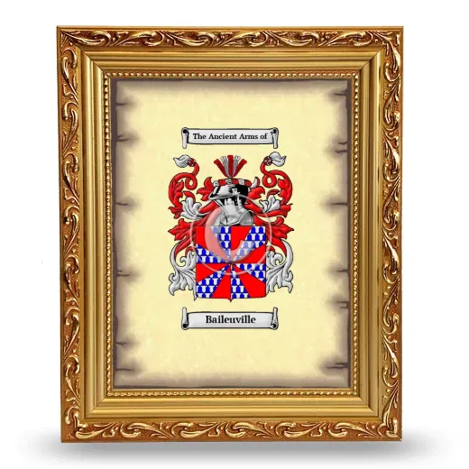 Baileuville Coat of Arms Framed - Gold