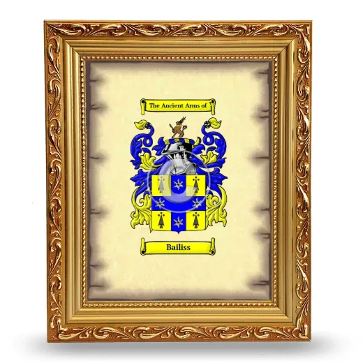 Bailiss Coat of Arms Framed - Gold