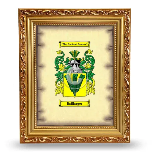 Baillarger Coat of Arms Framed - Gold