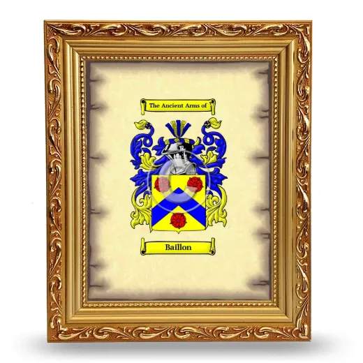Baillon Coat of Arms Framed - Gold