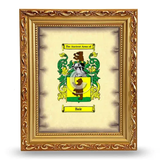 Bair Coat of Arms Framed - Gold