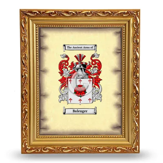Balenger Coat of Arms Framed - Gold