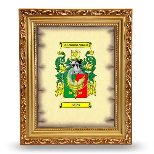Bales Coat of Arms Framed - Gold