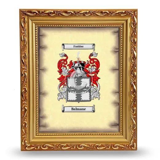 Balmane Coat of Arms Framed - Gold