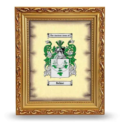 Balme Coat of Arms Framed - Gold