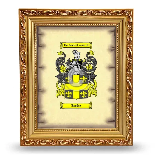 Banke Coat of Arms Framed - Gold