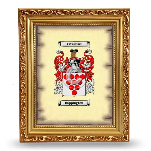 Bappington Coat of Arms Framed - Gold