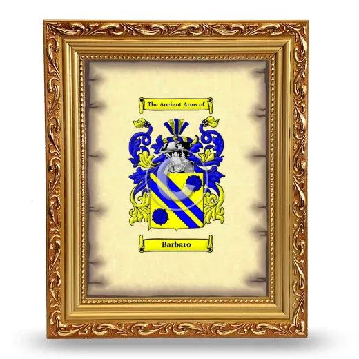 Barbaro Coat of Arms Framed - Gold